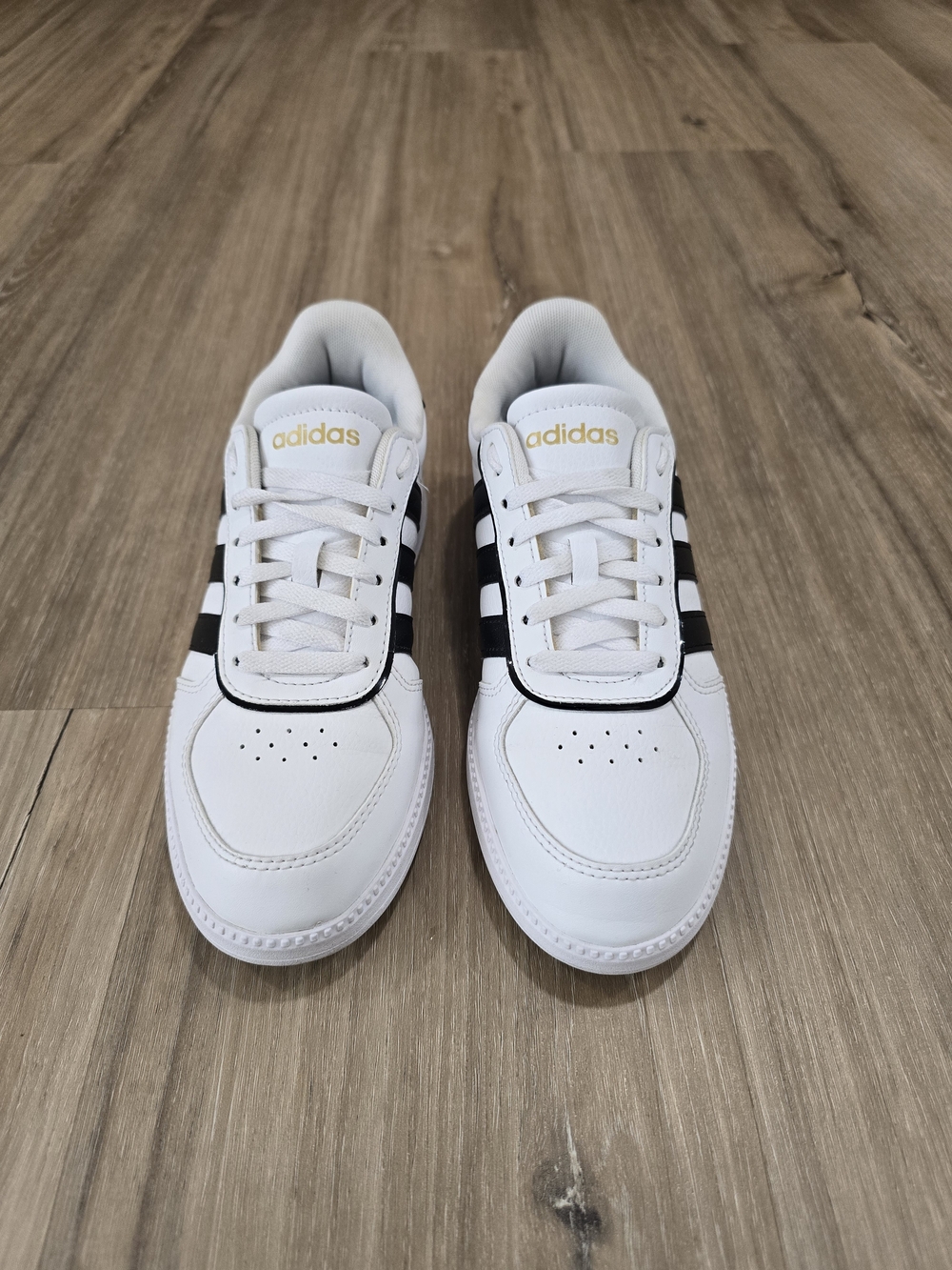 adidas Breaknet Sleek Shoes. White with Black Stripes